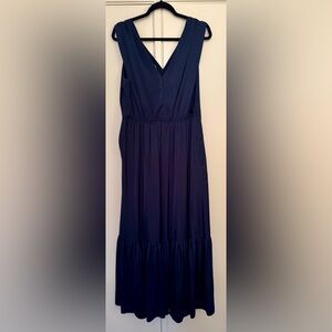 Kobi Halperin Navy Hammered Satin Dress